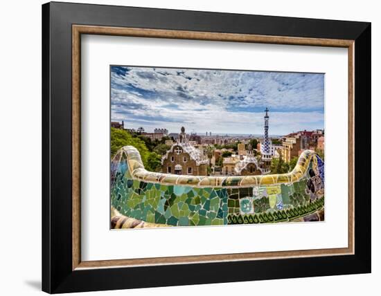 View from Parc Guell Towards City, Barcelona, Catalonia, Spain-Sabine Lubenow-Framed Photographic Print