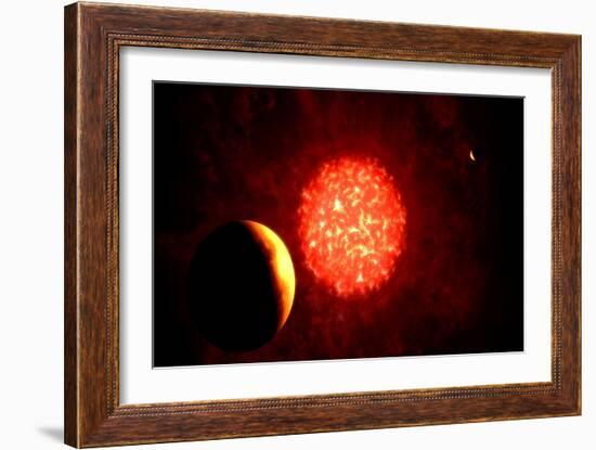 View from Pluto If Our Sun Were Replaced by Vy Canis Majoris-null-Framed Art Print