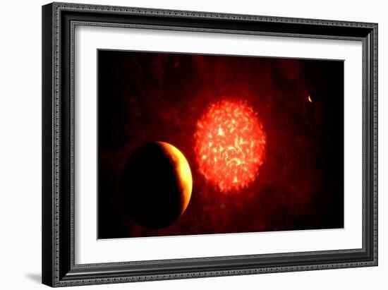 View from Pluto If Our Sun Were Replaced by Vy Canis Majoris-null-Framed Art Print