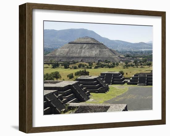 View from Pyramid of the Moon of the Avenue of the Dead and the Pyramid of the Sun Beyond-R H Productions-Framed Photographic Print