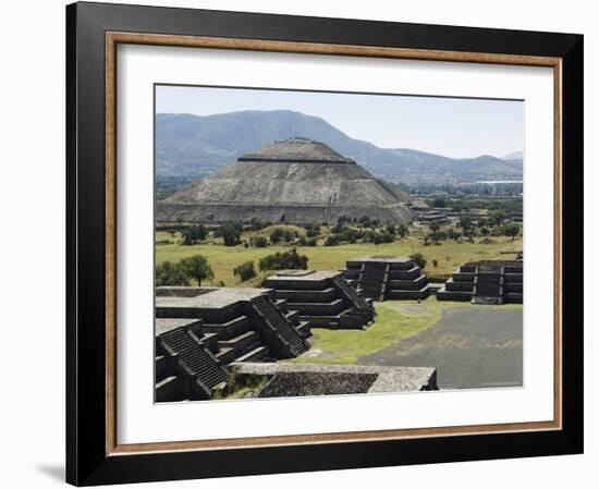 View from Pyramid of the Moon of the Avenue of the Dead and the Pyramid of the Sun Beyond-R H Productions-Framed Photographic Print