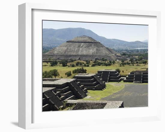 View from Pyramid of the Moon of the Avenue of the Dead and the Pyramid of the Sun Beyond-R H Productions-Framed Photographic Print