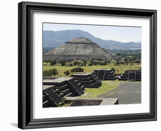 View from Pyramid of the Moon of the Avenue of the Dead and the Pyramid of the Sun Beyond-R H Productions-Framed Photographic Print