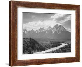View From River Valley Towards Snow Covered Mts River In Fgnd, Grand Teton NP Wyoming 1933-1942-Ansel Adams-Framed Art Print