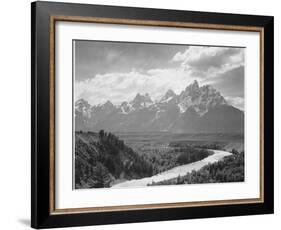 View From River Valley Towards Snow Covered Mts River In Fgnd, Grand Teton NP Wyoming 1933-1942-Ansel Adams-Framed Art Print