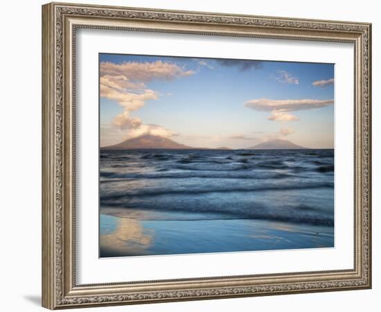 View from San Jorge of Conception and Maderas Volcanoes, Ometepe Island, Nicaragua-Jane Sweeney-Framed Photographic Print