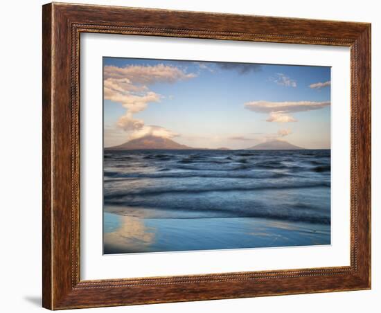 View from San Jorge of Conception and Maderas Volcanoes, Ometepe Island, Nicaragua-Jane Sweeney-Framed Photographic Print