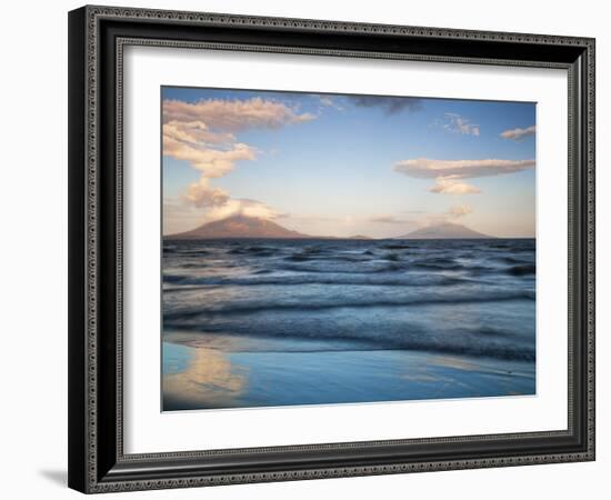 View from San Jorge of Conception and Maderas Volcanoes, Ometepe Island, Nicaragua-Jane Sweeney-Framed Photographic Print