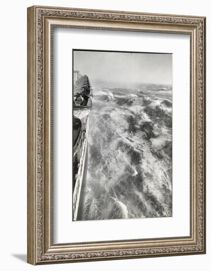 View From Side of Ocean Liner Queen Elizabeth While Crossing the Atlantic-Alfred Eisenstaedt-Framed Photographic Print