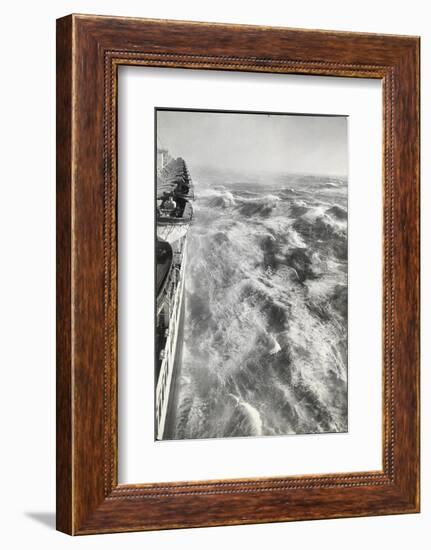 View From Side of Ocean Liner Queen Elizabeth While Crossing the Atlantic-Alfred Eisenstaedt-Framed Photographic Print