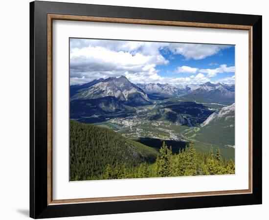 View from Sulphur Mountain to Banff, Banff National Park, UNESCO World Heritage Site, Alberta, Rock-Hans Peter Merten-Framed Photographic Print