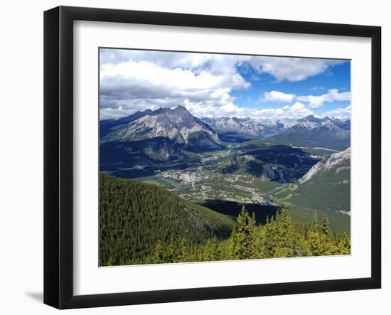 View from Sulphur Mountain to Banff, Banff National Park, UNESCO World Heritage Site, Alberta, Rock-Hans Peter Merten-Framed Photographic Print