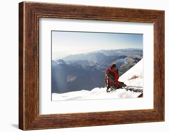 View from Summit, Huayna Potosi, Cordillera Real, Bolivia, South America-Mark Chivers-Framed Photographic Print