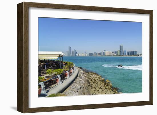 View from the Breakwater to the City Skyline across the Gulf, Abu Dhabi, United Arab Emirates-Fraser Hall-Framed Photographic Print