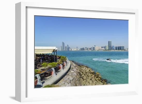 View from the Breakwater to the City Skyline across the Gulf, Abu Dhabi, United Arab Emirates-Fraser Hall-Framed Photographic Print