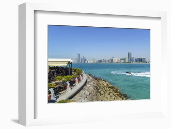 View from the Breakwater to the City Skyline across the Gulf, Abu Dhabi, United Arab Emirates-Fraser Hall-Framed Photographic Print
