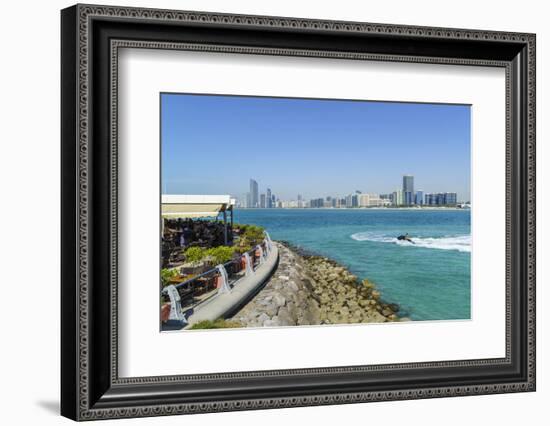 View from the Breakwater to the City Skyline across the Gulf, Abu Dhabi, United Arab Emirates-Fraser Hall-Framed Photographic Print