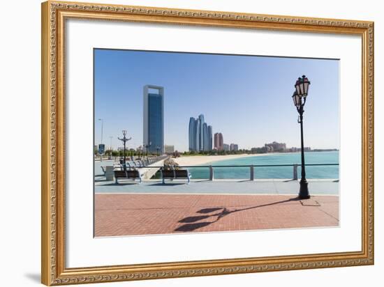 View from the Breakwater Towards Abu Dhabi Oil Company Hq and Etihad Towers, Abu Dhabi-Fraser Hall-Framed Photographic Print