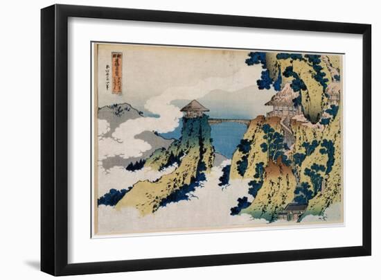 View from the Bridge over Mount Gyodo, Ashikaga. from the Serie the Wonderful Views of Famous Bridg-Katsushika Hokusai-Framed Giclee Print