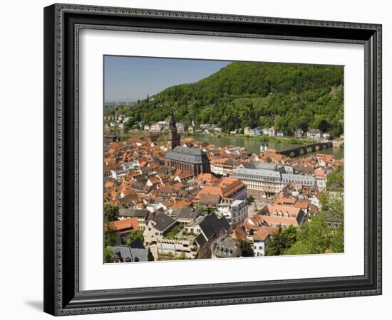 View from the Castle of the Old City, and the River Neckar, Heidelberg, Baden-Wurttemberg, Germany-James Emmerson-Framed Photographic Print