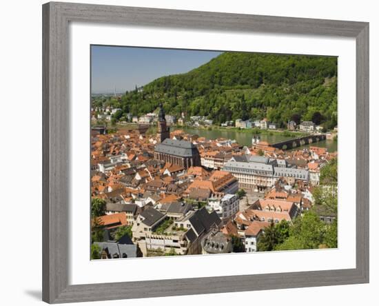 View from the Castle of the Old City, and the River Neckar, Heidelberg, Baden-Wurttemberg, Germany-James Emmerson-Framed Photographic Print