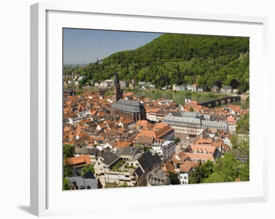 View from the Castle of the Old City, and the River Neckar, Heidelberg, Baden-Wurttemberg, Germany-James Emmerson-Framed Photographic Print
