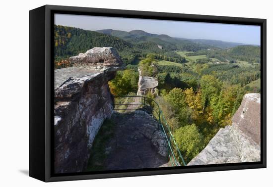 View from the Castle Ruin Drachenfels, Autumn, Palatinate Forest, Rhineland-Palatinate, Germany-Ronald Wittek-Framed Premier Image Canvas