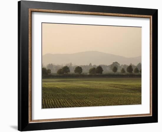 View from the Cotswold Way Footpath, Stanway Village, the Cotswolds, Gloucestershire, England-David Hughes-Framed Photographic Print