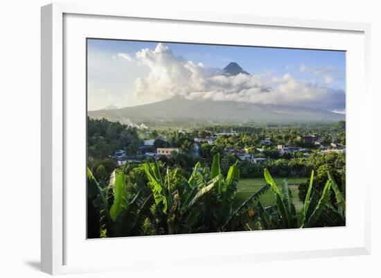 View from the Daraga Church to the Volcano of Mount Mayon, Legaspi, Southern Luzon, Philippines-Michael Runkel-Framed Photographic Print