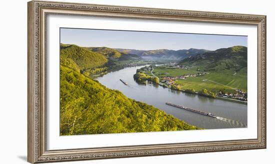 View from the Ferdinandswarte to Oberloiben, Rossatz, DŸrnstein, the Danube, Wachau-Rainer Mirau-Framed Photographic Print