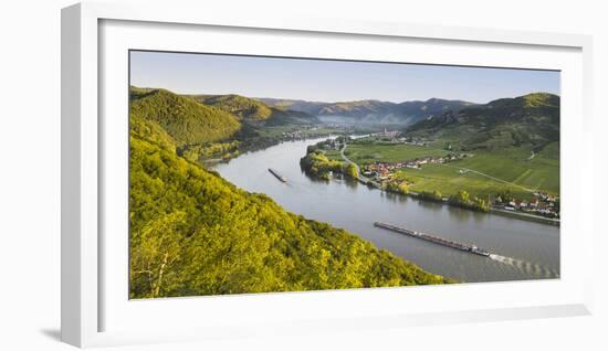 View from the Ferdinandswarte to Oberloiben, Rossatz, DŸrnstein, the Danube, Wachau-Rainer Mirau-Framed Photographic Print