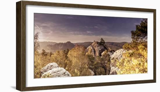 View from the Gamrich in Saxon Switzerland-Jorg Simanowski-Framed Photographic Print