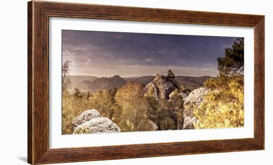 View from the Gamrich in Saxon Switzerland-Jorg Simanowski-Framed Photographic Print