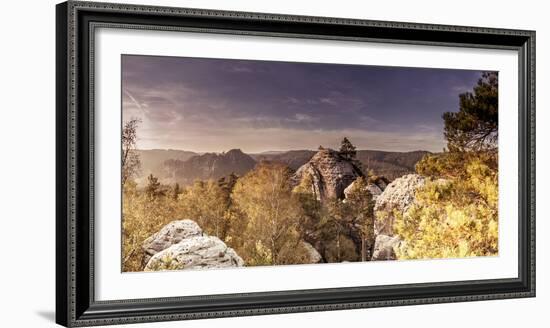 View from the Gamrich in Saxon Switzerland-Jorg Simanowski-Framed Photographic Print