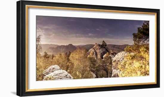 View from the Gamrich in Saxon Switzerland-Jorg Simanowski-Framed Photographic Print