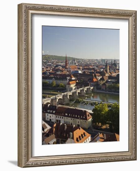 View from the 'Marienberg' Fortress over Wurzburg, 'Alte MainbrŸcke' (Bridge-Rainer Mirau-Framed Photographic Print