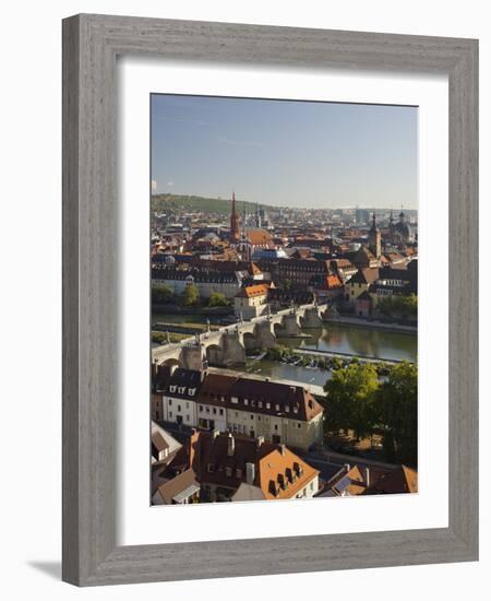 View from the 'Marienberg' Fortress over Wurzburg, 'Alte MainbrŸcke' (Bridge-Rainer Mirau-Framed Photographic Print