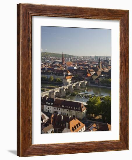 View from the 'Marienberg' Fortress over Wurzburg, 'Alte MainbrŸcke' (Bridge-Rainer Mirau-Framed Photographic Print