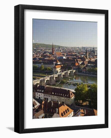 View from the 'Marienberg' Fortress over Wurzburg, 'Alte MainbrŸcke' (Bridge-Rainer Mirau-Framed Photographic Print