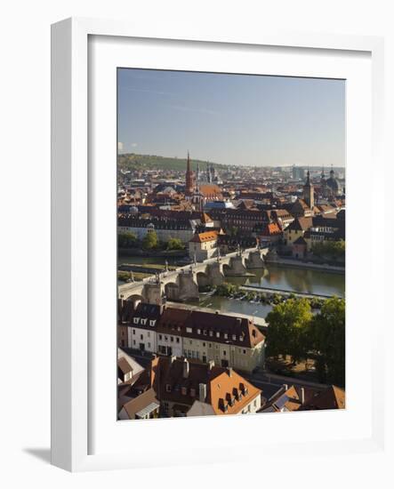 View from the 'Marienberg' Fortress over Wurzburg, 'Alte MainbrŸcke' (Bridge-Rainer Mirau-Framed Photographic Print