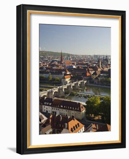 View from the 'Marienberg' Fortress over Wurzburg, 'Alte MainbrŸcke' (Bridge-Rainer Mirau-Framed Photographic Print