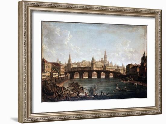 View from the Moscow Kremlin and the Bolshoy Kamenny Bridge (Greater Stone Bridge), 1810S-Fyodor Yakovlevich Alexeev-Framed Giclee Print