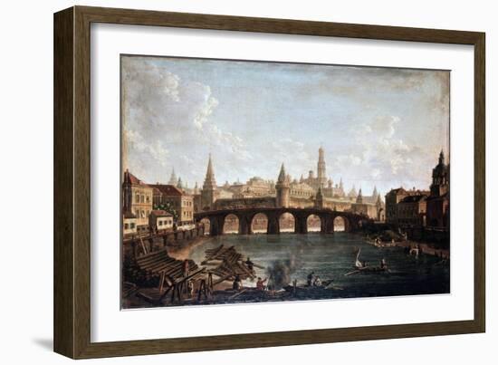 View from the Moscow Kremlin and the Bolshoy Kamenny Bridge (Greater Stone Bridge), 1810S-Fyodor Yakovlevich Alexeev-Framed Giclee Print