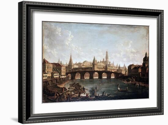 View from the Moscow Kremlin and the Bolshoy Kamenny Bridge (Greater Stone Bridge), 1810S-Fyodor Yakovlevich Alexeev-Framed Giclee Print