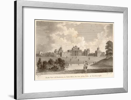View from the North, with a Gentleman and Lady Walking by the Lake-null-Framed Art Print