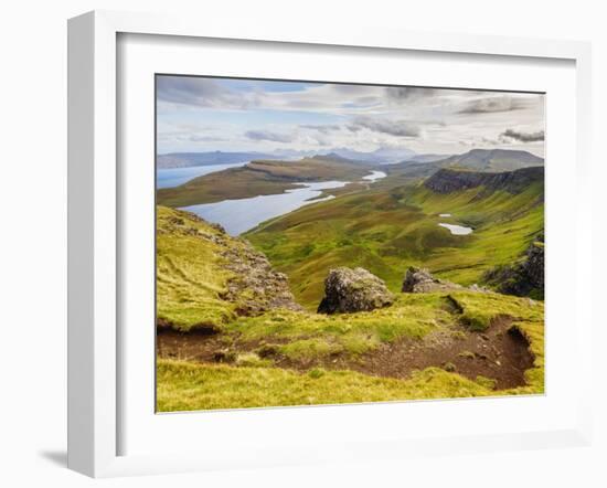 View from The Storr towards the Loch Leathan, Isle of Skye, Inner Hebrides, Scotland, United Kingdo-Karol Kozlowski-Framed Photographic Print