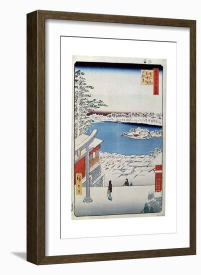 View from the Top of the Slope at the Tenjin Shrine at Yushima, 1856-1858-Utagawa Hiroshige-Framed Giclee Print