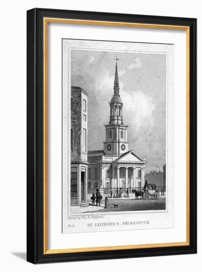 View from the West of St Leonard's Church, Shoreditch, London, C1827-null-Framed Giclee Print