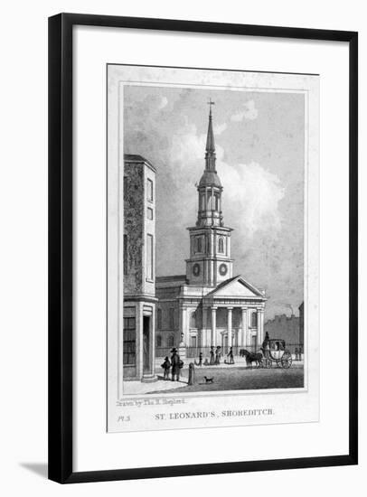 View from the West of St Leonard's Church, Shoreditch, London, C1827-null-Framed Giclee Print