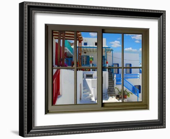 View from the Window at Mykonos Island 3-Anna Siena-Framed Giclee Print